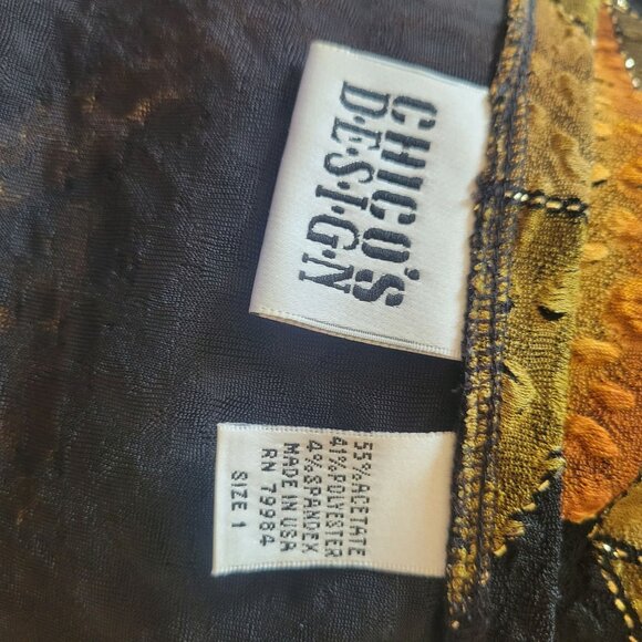 Chicos Design Womens Patchwork Long Sleeve Top Size 1 - Picture 5 of 5